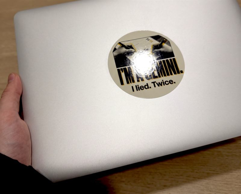 Gemini sticker on a white laptop lid