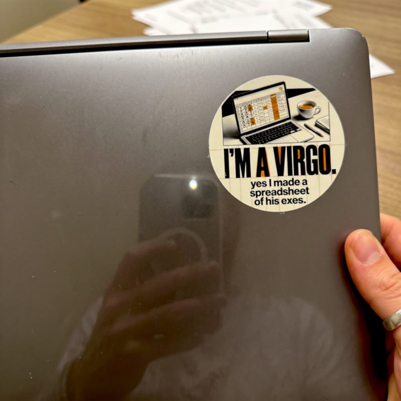 Virgo sticker on a laptop lid